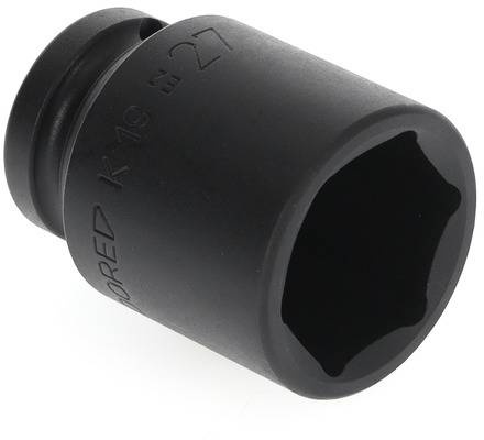 Ein schwarzer Steckschlüsseleinsatz mit der Aufschrift '20'. Das Werkzeug hat einen sechseckigen Innenraum für Schraubenmuttern.