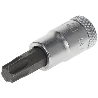 Ein silberner Torx-Bit, Größe T40, mit einem geriffelten Griff.