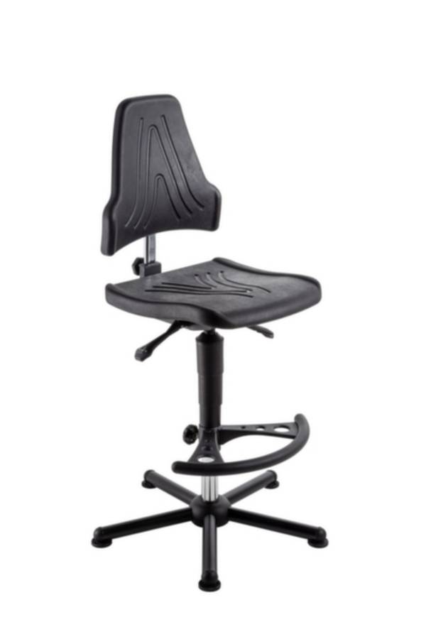 ESD-Arbeitsdrehstuhl,Standardsitz schwarz,PU-Schaum,Sitz HxBxT 590-840x470x480mm,Fußstütze,Stahl-Fußkreuz,Gleiter