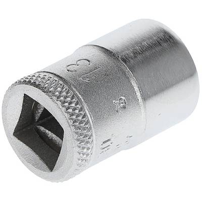 Metallische Stecknuss mit Sechskant-Profil, Größe 13 mm, zur Verwendung mit Ratschen oder Drehmomentschlüsseln.