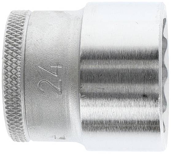 Silberne Stecknuss-Größe 24, zylindrische Form mit Rändelung für besseren Halt. Hauptsächlich in mechanischen Anwendungen verwendet.