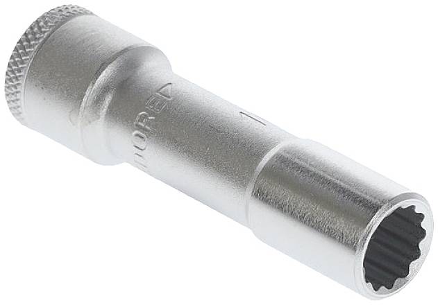 Metallschlüssel (Torx) mit geriffeltem Griff für besseren Halt, verwendet zum Anziehen oder Lösen von Schrauben mit Innensternprofil.