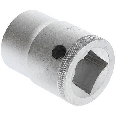 Metallische Steckschlüsselaufnahme mit eingekerbtem Griff und quadratischer Öffnung, geeignet zum Befestigen an einer Ratsche.