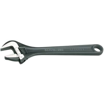 Verstellbarer Schraubenschlüssel aus Metall, schwarz, mit Skala auf dem Kopf, geeignet für verschiedene Schraubengrößen.