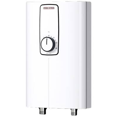 Ein weißer Durchlauferhitzer mit Temperaturregler, geeignet zur energieeffizienten Warmwasserbereitung in Haushalten.