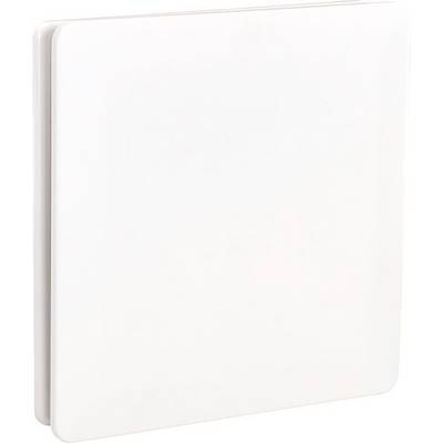 Ein weißes, flaches quadratisches Objekt mit leicht abgerundeten Kanten; möglicherweise eine moderne Designkomponente.