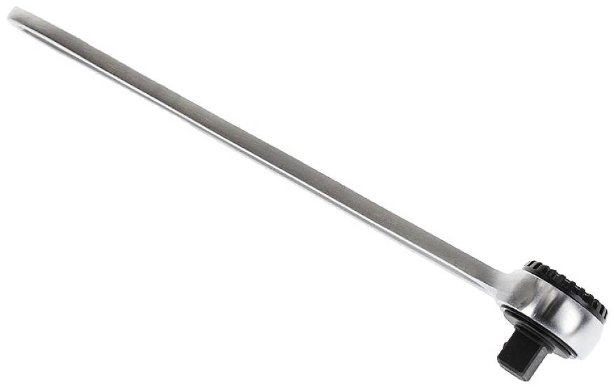 Ein langer Ratschenhebel aus Metall mit einem rechteckigen Kopf, der für schwer zugängliche Stellen bei der Montage verwendet wird.