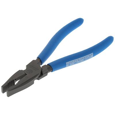 Eine blaue, isolierte Kombinationszange, geeignet zum Schneiden und Halten von Drähten und Kabeln.