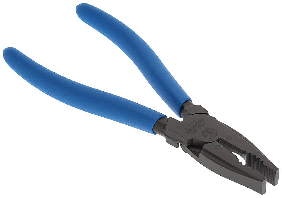 Eine Zange mit blauen Griffen, geeignet für verschiedene handwerkliche Arbeiten.