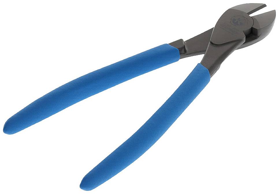 Seitenschneider mit blauem Griff auf weißem Hintergrund.