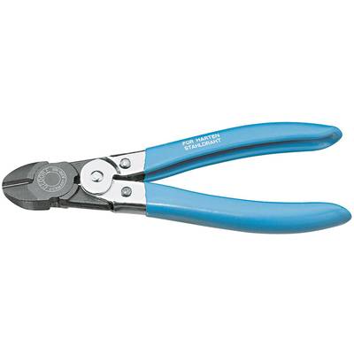 Eine blaue Seitenschneiderzange mit der Aufschrift 'Für harten Stahldraht', geeignet für das präzise Schneiden von Drähten.