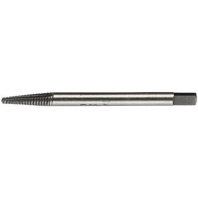 Ein silberner Metall-Gewindebohrer mit scharfer Spitze. Verwendung zum Entfernen gebrochener Bolzen oder Schrauben aus Werkstücken.
