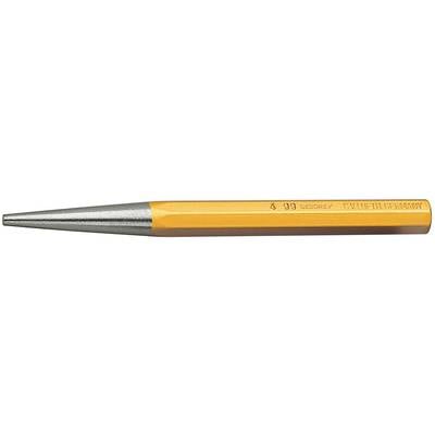 Ein gelber Körner mit silberner Spitze, darauf steht '0,90 CARBON STEEL GERMANY'.
