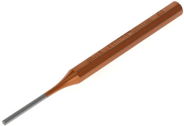Ein orangefarbener, sechseckiger Stift aus Metall mit der Aufschrift 'GEDORE GERMANY', geeignet für präzise Arbeiten.