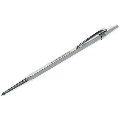 Ein silberner Mehrzweckstift mit sechseckigem Querschnitt und schwarzem Clip, geeignet für Industrieanwendungen.