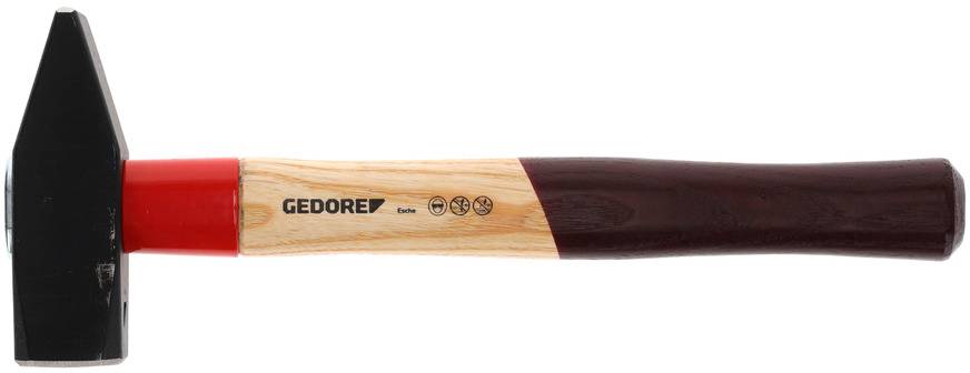 Hammer mit Holzgriff und schwarzem Kopf, markiert mit 'GEDORE'.