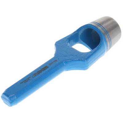 Blauer Handlochstanzer aus Metall mit Griff, verwendet zum präzisen Stanzen von Löchern in verschiedene Materialien.