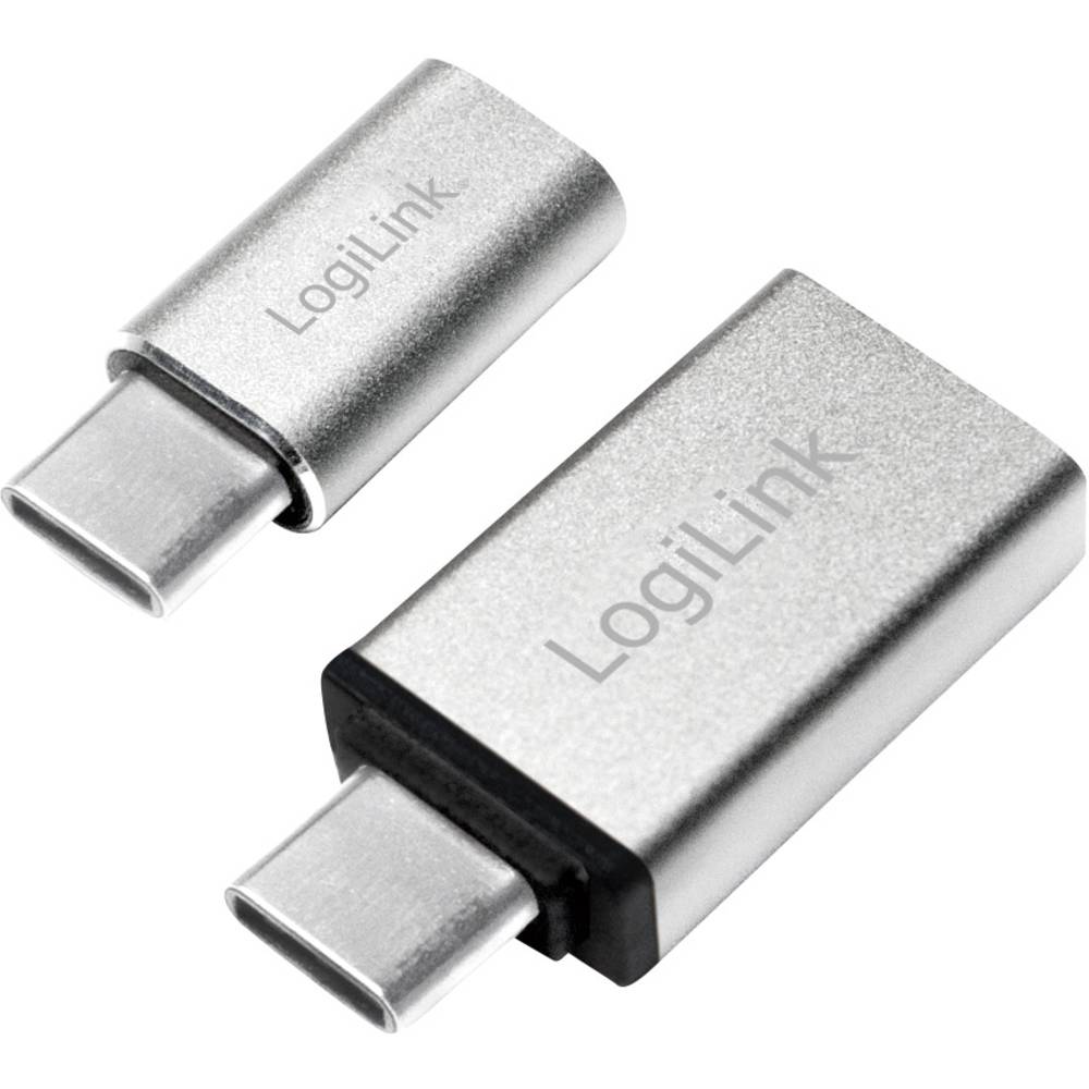 LogiLink AU0040 USB 3.1 C USB 3.0 A, Micro USB 2.0 Aluminium kabeladapter-verloopstukje