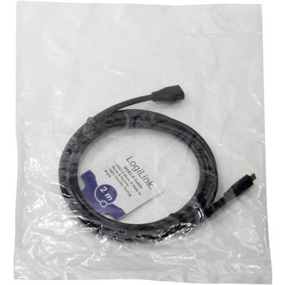 USB-Kabel in Verpackung mit 2 Meter Länge. Etikett zeigt 'LogiLink USB Kabel', ideal zum Verbinden von Geräten.