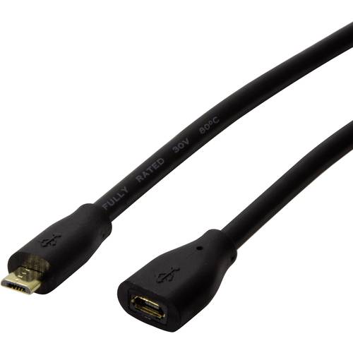 Thumbnail - LogiLink USB-Kabel USB 2.0 USB-Micro-B Stecker, USB-Micro-B Buchse 2.00 m Schwarz CU0123