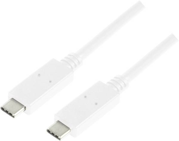 LogiLink USB-Kabel USB 3.2 Gen1 USB-C® Stecker, USB-C® Stecker 1.00 m Weiß CU0131