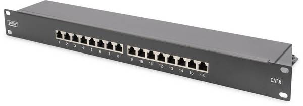 Digitus DIGITUS - CAT 6, Klasse E Patch Panel 16 Port Netzwerk-Patchpanel 483 mm (19") CAT 6 1 HE Mehrfarbig Bestückt