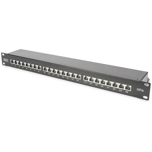 Digitus DIGITUS 24 Port Netzwerk-Patchpanel 483 mm (19) CAT 6a, CAT 6a (Rohkabel CAT 7) 1 HE Schwarz Bestückt