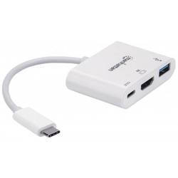 Image of Manhattan 152945 USB Adapter [1x USB-C™ Stecker - 1x HDMI-Buchse, USB 2.0 Buchse A, USB-C™ Buchse] Weiß 8.00 cm