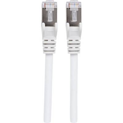 Zwei weiße Ethernet-Kabel mit transparenten Steckern nebeneinander.