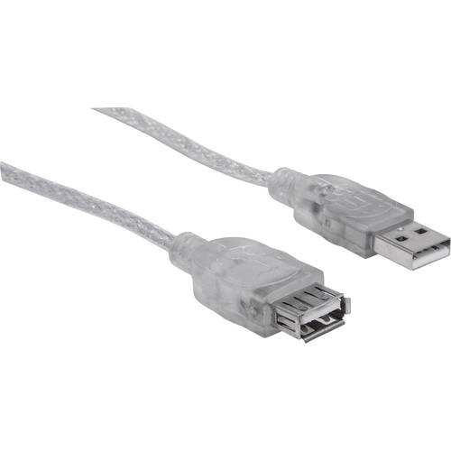 Manhattan USB-Kabel USB 2.0 USB-A Stecker, USB-A Buchse 4.50 m Silber 340502