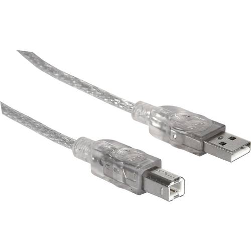 Manhattan USB-Kabel USB 2.0 USB-A Stecker, USB-B Stecker 1.80 m Silber 333405