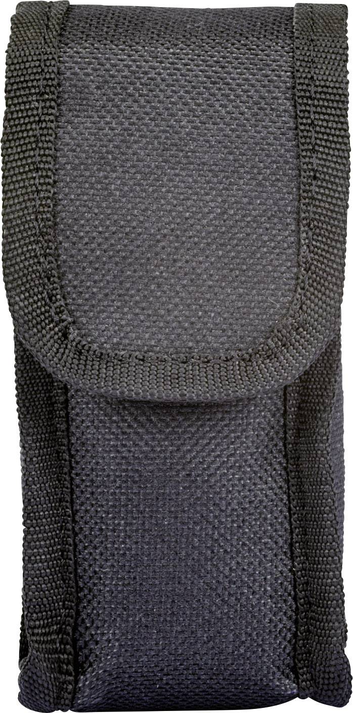 Schwarze, robuste Stofftasche mit Klappe oben. Hauptsächlich zur Aufbewahrung oder zum Transport kleiner Gegenstände.