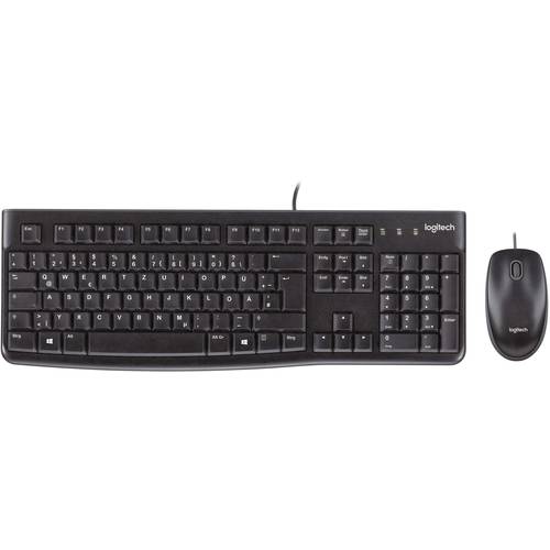 Logitech MK120 USB Tastatur, Maus-Set Spritzwassergeschützt UK-Englisch, QWERTY Schwarz