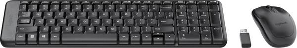 Logitech MK220 Funk Tastatur, Maus-Set  UK-Englisch, QWERTY Schwarz