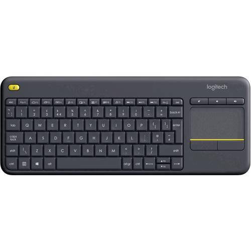 Logitech K400+ Funk Tastatur Schweiz, QWERTZ Schwarz Integriertes Touchpad, Maustasten, Multimediatasten