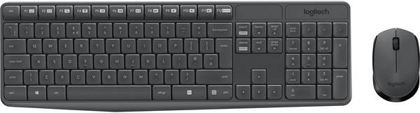 Logitech MK235 Funk Tastatur, Maus-Set Spritzwassergeschützt Portugiesisch Schwarz