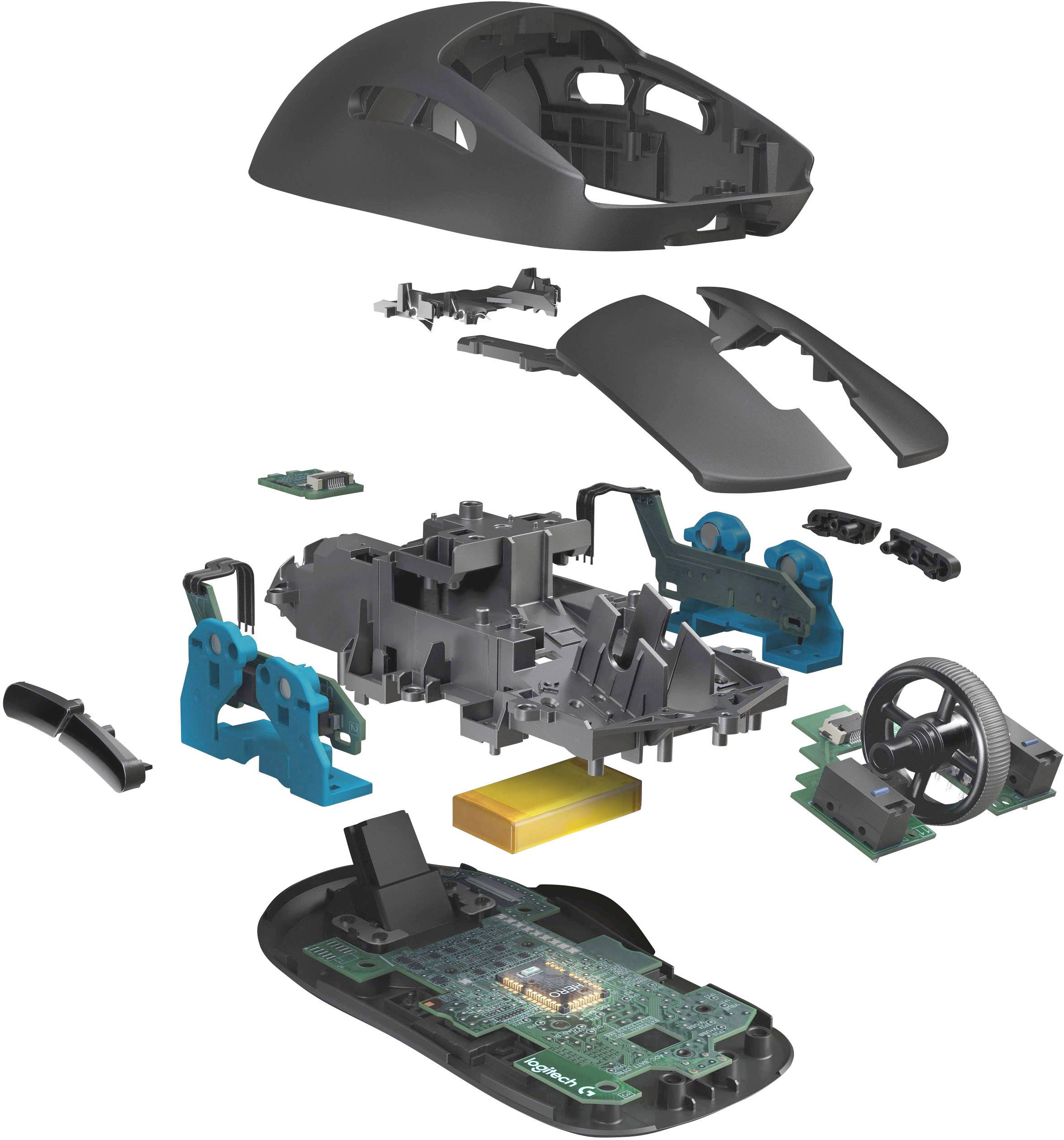 Logitech Gaming G Pro Gaming-Maus Funk Optisch Schwarz 6 Tasten 16000 dpi Beleuchtet, Austauschbare Seitenteile, Abnehmb-5