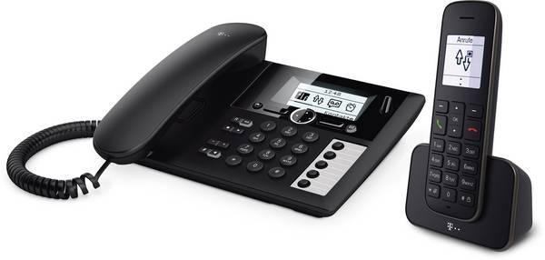 Telekom PA 207 plus 1 DECT Schnurloses Telefon analog  Anrufbeantworter, inkl. Mobilteil Schwarz