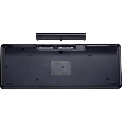 Ansicht der Unterseite eines Laptops mit entfernbarem Akku. Der Laptop ist geöffnet und zeigt den leeren Akkuschacht und Anschlüsse.
