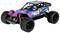 Spielzeug-Rennwagen im Offroad-Stil mit schwarzer, blauer und pinker Lackierung, sichtbarem Überrollkäfig und zwei Helmfiguren im Cockpit.