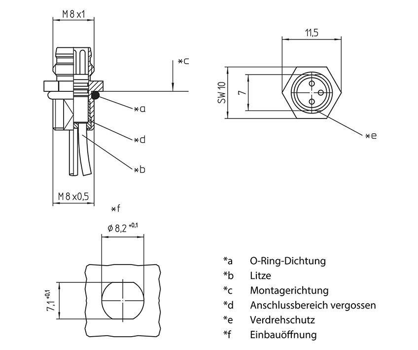 LUTRONIC 1227 Sensor-/Aktor-Einbausteckverbinder M8 Buchse, Einbau 0.50 m Polzahl: 4 1 St.