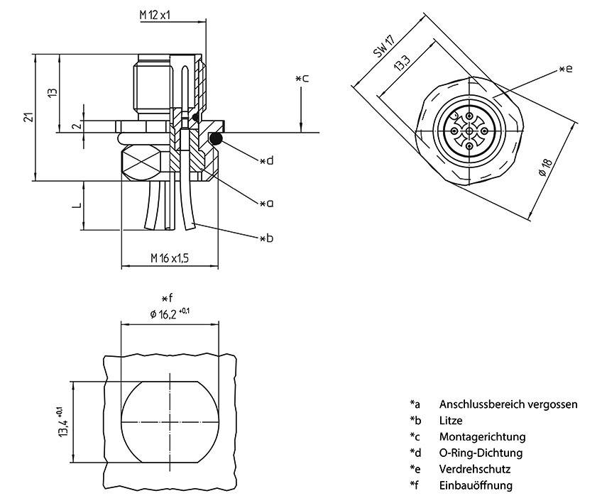 LUTRONIC 1239 Sensor-/Aktor-Einbausteckverbinder M12 Stecker, Einbau 0.50 m Polzahl: 8 1 St.