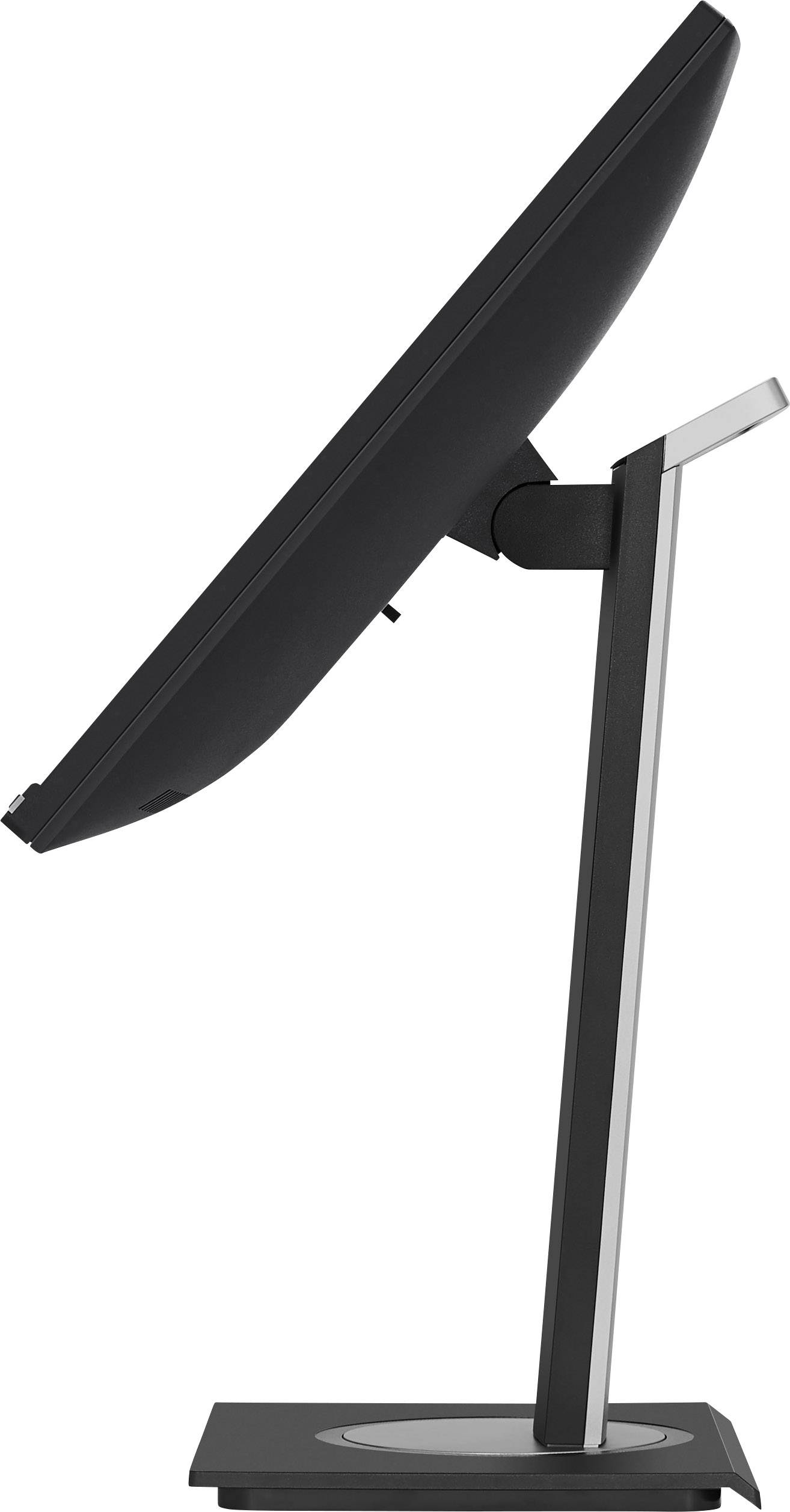 Flachbildschirm-Monitor seitlich, zeigt die schlanke Bauweise und den verstellbaren Standfuß.