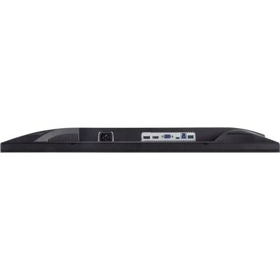 Rückseite eines Monitors mit mehreren Anschlüssen, darunter HDMI, Netzteil und USB-Ports.