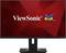 Ein Computermonitor mit dem Logo 'ViewSonic' und bunten Vögeln auf einem roten Hintergrund.