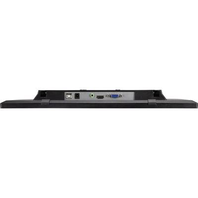 Rückseite eines Monitors mit mehreren Anschlüssen: USB, Audio, HDMI, VGA.