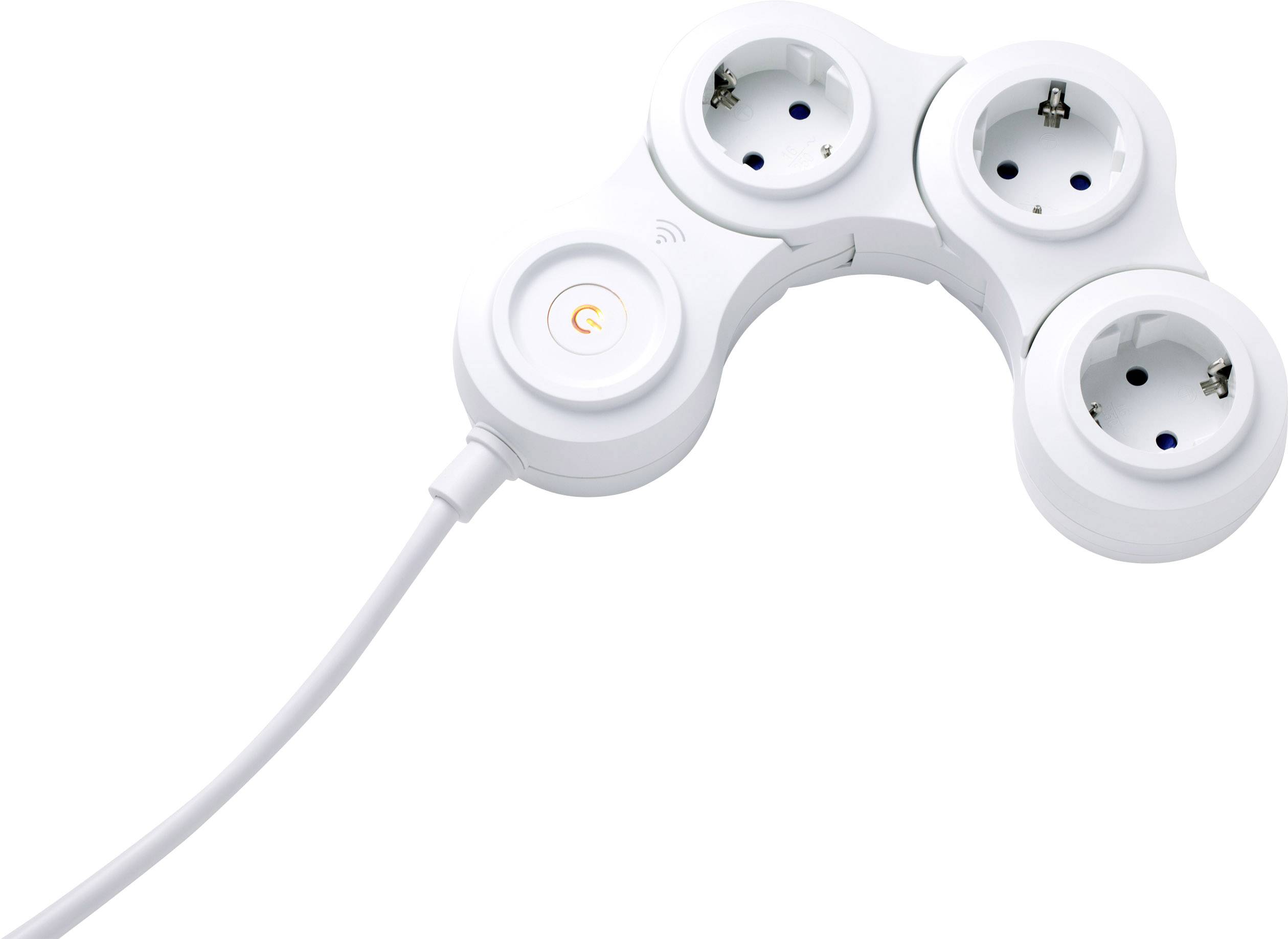 Basetech BT-1911220 WiFi-Steckdosenleiste 3fach Weiß Flachstecker 1 St.-3