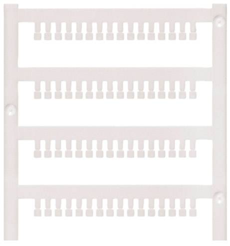 Ein weißes Kunststoffgestell mit mehreren horizontalen Reihen von Clips, wahrscheinlich zur Organisation oder Aufbewahrung von Objekten geeignet.