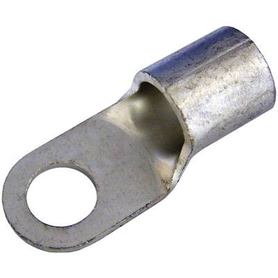 Metallringkabelschuh mit einem Loch zur Befestigung an einem elektrischen Kabel. Verwendet für sichere elektrische Verbindungen.