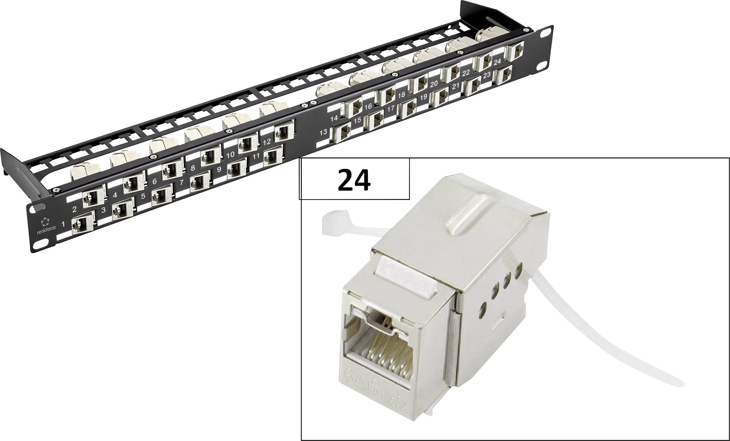 RENKFORCE KS10 24 Port Netzwerk-Patchpanel CAT 6a 1 HE